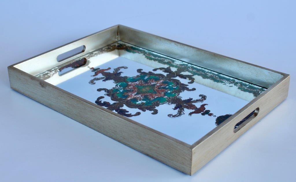 Rectangular Mirror Turquoise Tray